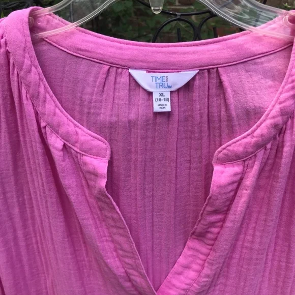 Time & Tru- PINK TEXTURED COTTON DRESS- Size- XL- NWOT - Picture 3 of 7